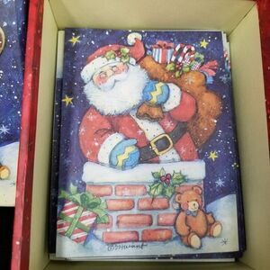 Vintage Susan Winget Holiday Santa Christmas Cards 3D Box Qty 15